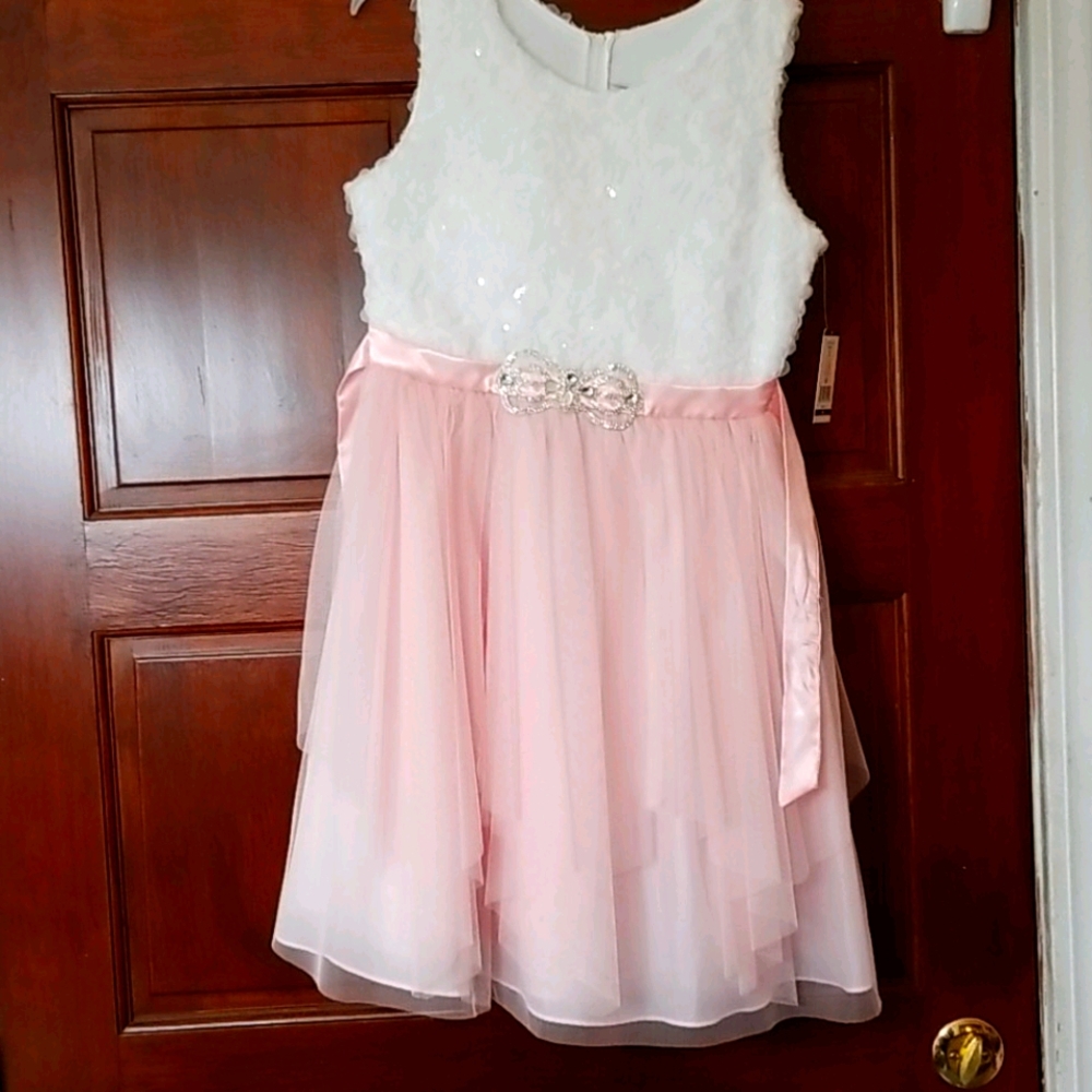 Pink and white with rhinestones embellishments